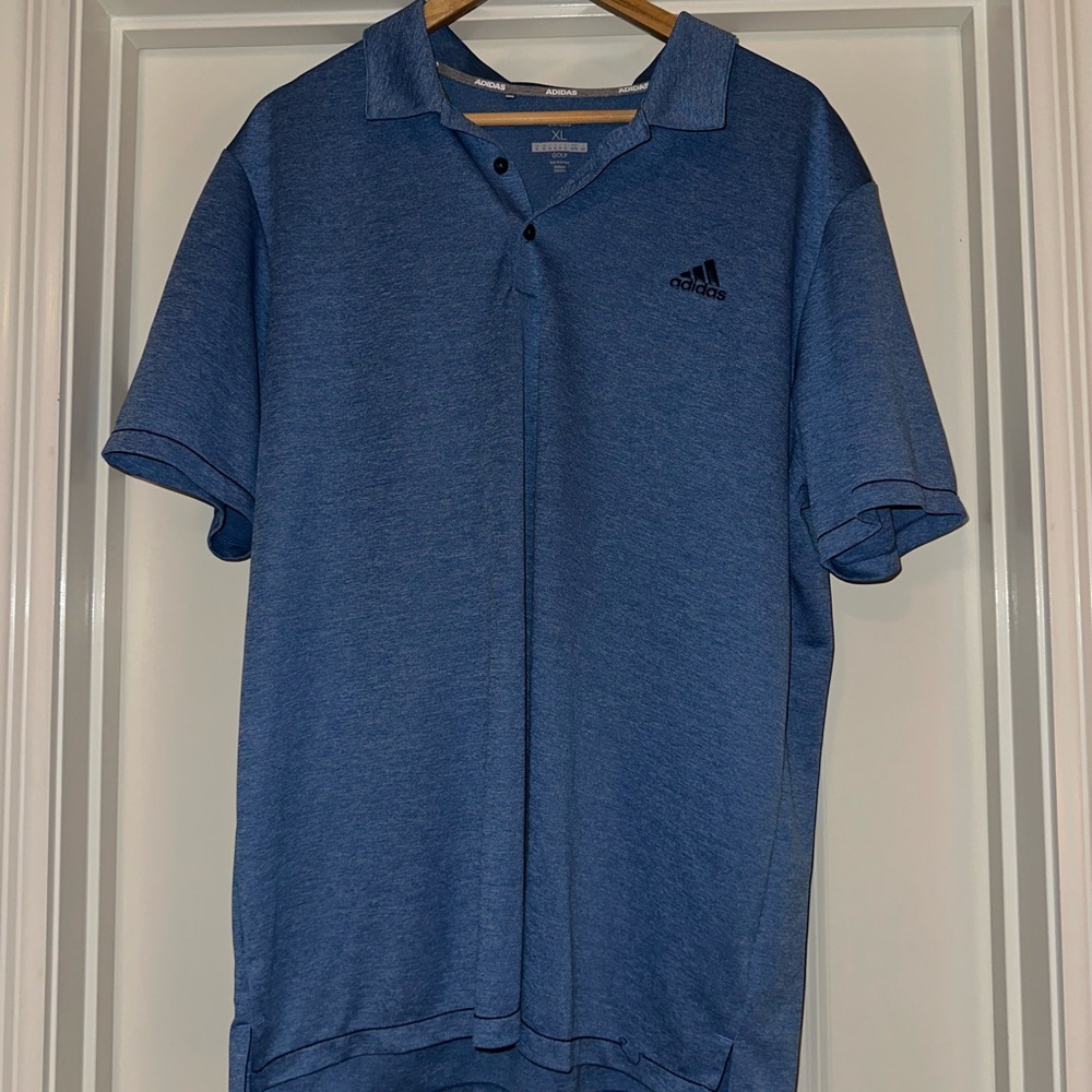 Adidas Blue Polo Shirt Classic Design Short Sleeves